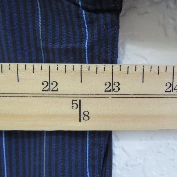 Structure* Men's Long Sleeve Button Down Curved Hem Stripe Shirt~Large 16"-16.5" - Picture 6 of 10